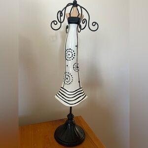 Vintage Black & White Dress Mannequin Stand Jewelry Holder 13”